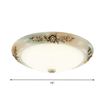 Country Carved Floral Flush Lamp Fixture 13