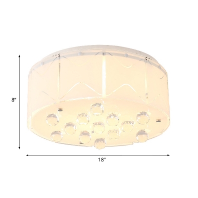 Drum Shade Crystal Orbs Flushmount Modernism 6 Lights White Ceiling Mounted Fixture
