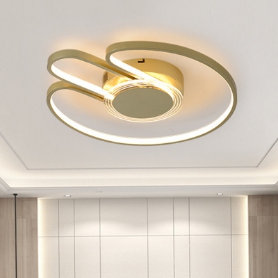 Geometric Frame Flush Light Fixture Simple Metallic LED Bedroom Flush Mounted Lamp in Black/Gold, 16