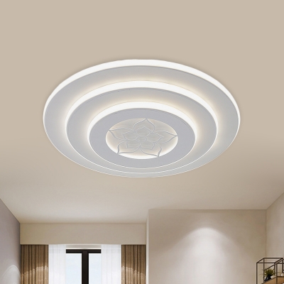 Metal 3-Tier Round Ceiling Flush Modern White LED Flush Mounted Light for Bedroom
