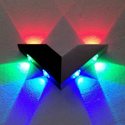 Minimalist V Shaped Wall Lamp Metallic Stage RGB LED Wall Lighting Ideas in Black-Silver