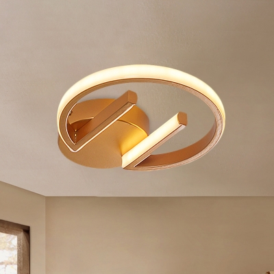 Modern Circle Flushmount Lighting Metal LED Hallway Ceiling Flush Mount in Gold, White/Warm Light