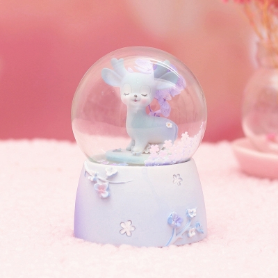 Resin Deer Ball Statuette Table Light Kid Pink/Blue LED Night Stand Lamp, Battery Operation
