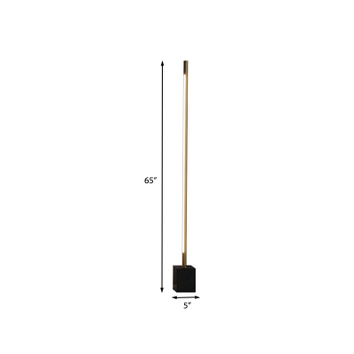 Simple Style Linear Standing Floor Light Metal Drawing Room LED Floor Reading Lamp in Gold