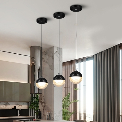 Sphere Bedside Ceiling Pendant Acrylic Simplicity LED Hanging Light Fixture in Black