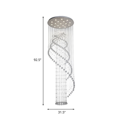 Spiral Raindrop Pendulum Light Minimalist Crystal Orbs LED Chrome Hanging Ceiling Lamp
