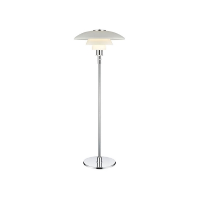 White 2-Layer Floor Standing Lamp Modernist Single Metal Floor Lighting for Living Room