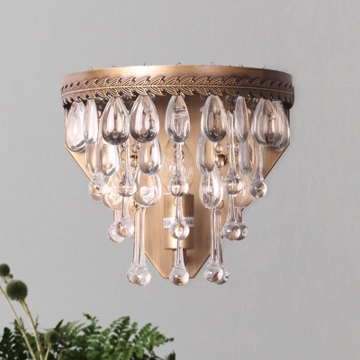 

1 Light Cone Sconce Light Fixture Vintage Bronze Finish Crystal Drip Wall Mount Lamp, HL638474