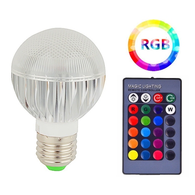 1-Pack Ball/Oval 10 W Light Bulb 6 LED Beads Plastic E27/E14 Smart Bulb Lamp in Multi Colored Light with Remote Control