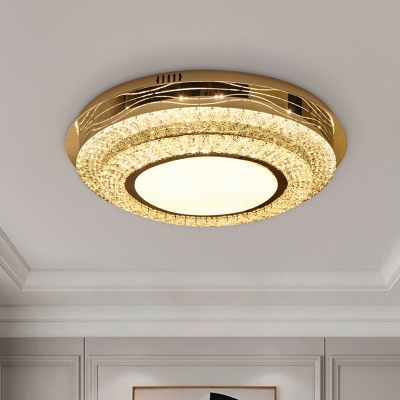 2 Tiers LED Ceiling Flush Mount Minimalism Stainless Steel Crystal Encrusted Flush Light Fixture