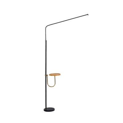 Black Angled Floor Lighting Simplicity LED Metal Stand Up Lamp with Shelf in White/Warm Light