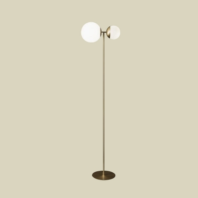 Black/Gold Finish Orb Shade Floor Light Modernist White Glass LED Standing Lamp for Drawing Room