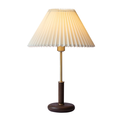 Brown 1-Light Night Lamp Cottage Plastic Pleated Double Cone Shade Table Lighting