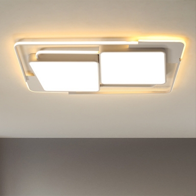 Combined Rectangle Iron Ceiling Flush Modern Black/White LED Flush Mounted Light in Warm/White Light