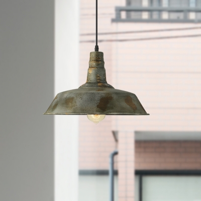 Farmhouse Pendant Light with Adjustable Cord 1 Light Metal Industrial Hanging Lamp in Green