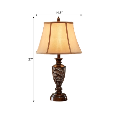 Font Resin Reading Book Light Traditional Single Study Room Fabric Night Table Lamp in Bronze