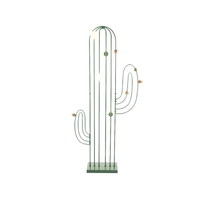 Iron Cactus Frame Floor Standing Lamp Minimalist LED Stand Up Light in Green for Living Room