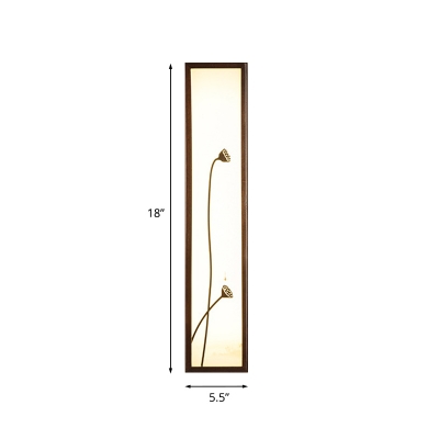 Leaf/Lotus Bud Acrylic Flush Wall Sconce Asian Brown LED Mural Light Fixture for Living Room