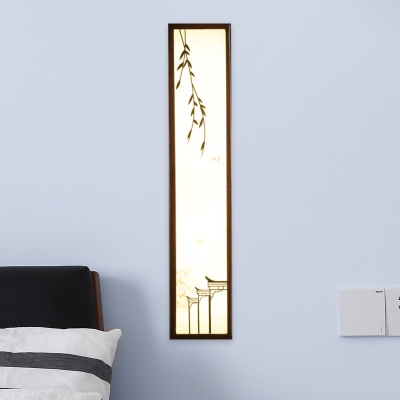 Leaf/Lotus Bud Acrylic Flush Wall Sconce Asian Brown LED Mural Light Fixture for Living Room