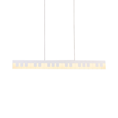 Piano Key Acrylic Pendant Chandelier Kids White/Black LED Ceiling Suspension Light in White/Warm Light