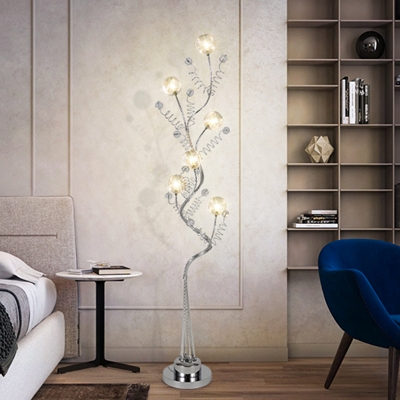 Pink/Silver Finish LED Stand Up Light Decorative Aluminum Wire Tree Floor Lamp in White/Warm Light