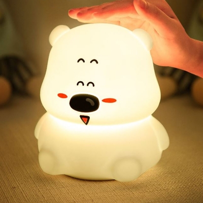 Rechargeable Bear LED Night Lamp Cartoon Rubber White USB Table Light in 7 Color Light