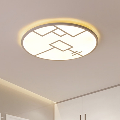 Round Metallic Flush Mounted Light Minimalist White/Black Finish LED Patterned Flush Lamp Fixture