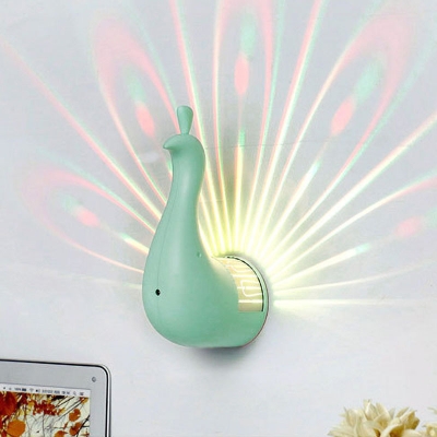 Smart ABS Peacock Sconce Light Macaron White/Pink/Green Touch LED Wall Mount Lighting in Multicolored Light