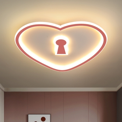 Acrylic Loving Heart Flushmount Lighting Nordic LED Flush Ceiling Lamp in White/Pink for Bedroom
