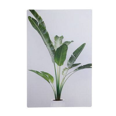 Acrylic Rectangle Wall Mural Lighting Modern LED White-Green Sconce Lamp Fixture with Leaf Pattern