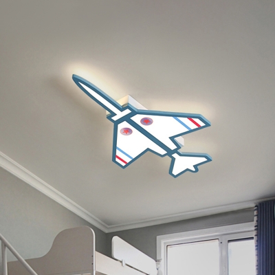 Airplane Acrylic Ceiling Flush Mount Kids Blue/White LED Flushmount Light for Child Room