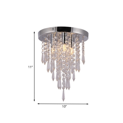 Chrome Finish Raindrop Ceiling Flush Modernist Crystal Drip LED Flush Mounted Lighting