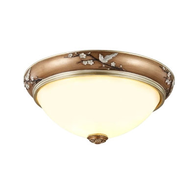 Country Style Domed Flush Mount Fixture 2/3-Light 11