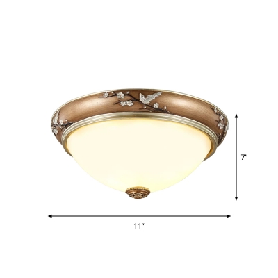 Country Style Domed Flush Mount Fixture 2/3-Light 11