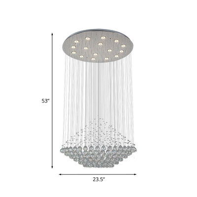 Crystal Orbs Raindrop Pendulum Lighting with Diamond Design Modern LED Chrome Hanging Lamp