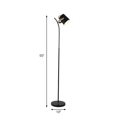 Cylinder Metallic Spotlight Floor Lamp Modern Single Light Black Finish Floor Light