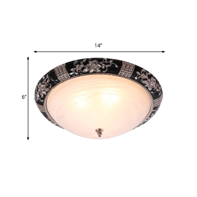 Domed Opal Glass Ceiling Mounted Lamp Traditional Style 1/2-Light 14