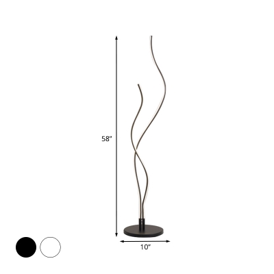Dual Waving Floor Standing Light Minimalist Acrylic Living Room LED Floor Reading Lamp in White/Black