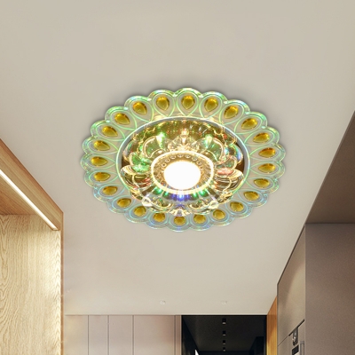 Flower Shade Flush Lighting Modernist Clear Crystal LED Corridor Flush Mount Lamp