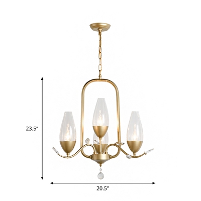 Gold 4 Heads Hanging Chandelier Postmodern Clear Glass Tulip Shade Drop Lamp for Dining Room