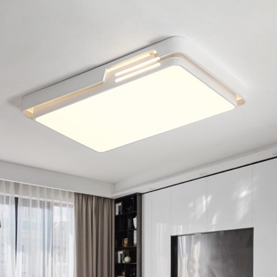 Nordic Rectangular Iron Flush Light LED Flush Mount Ceiling Lighting Fixture in Warm/White Light for Living Room