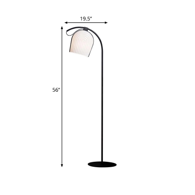 Resin Cloche Standing Floor Lamp Simplicity 1 Bulb Black and White Standing Lamp with Arched Arm