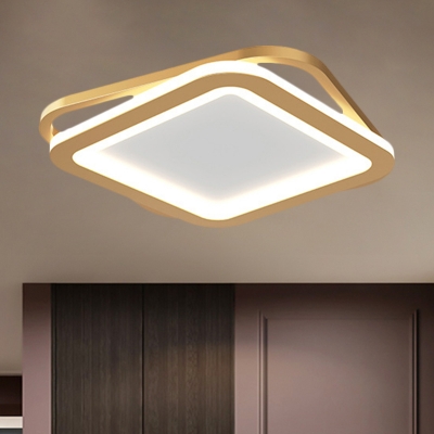 Round/Square Corridor Flush Light Fixture Metal LED Modern Flush Mount Ceiling Lamp in Black/Gold