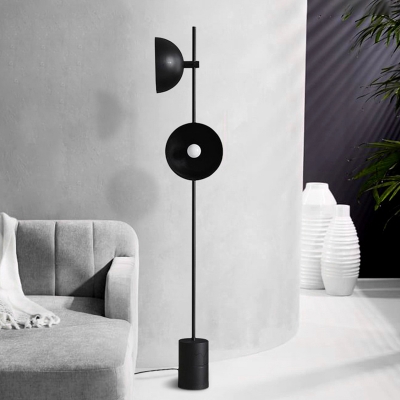 Semicircle Living Room Stand Up Lamp Metal 2 Lights Minimalist Floor Standing Light in Black