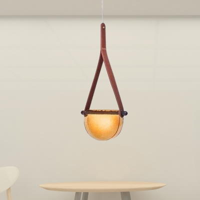 Teardrop LED Hanging Light Designer Amber/Clear/Smoke Grey Glass Dining Room Ceiling Suspension Lamp with Leather Strap