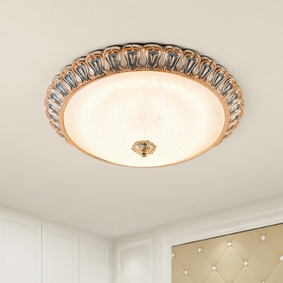 White Frosted Glass Dome Flush Light Traditional 14