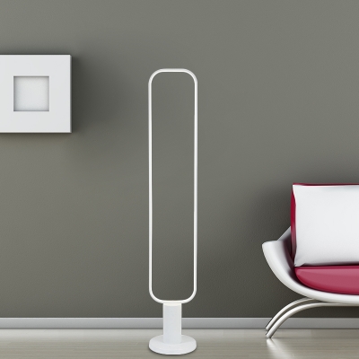 1/2 Tiers Rectangle Frame Floor Light Minimalism Metallic LED White/Black Standing Floor Lamp for Living Room