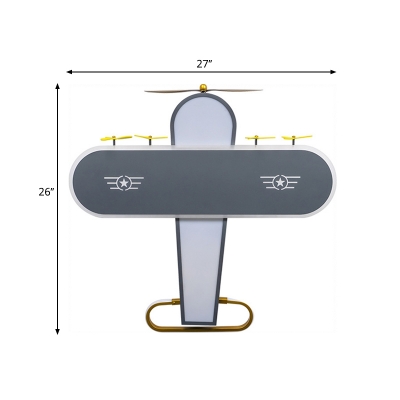 Acrylic Airplane Ceiling Mounted Lamp Cartoon LED Gray Flushmount Lighting for Boys Bedroom