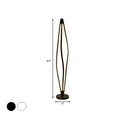Acrylic Geometry Frame Floor Lighting Modernism LED Standing Floor Lamp in White/Black