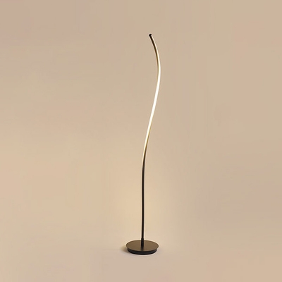 Acrylic Waving Line Standing Lamp Simple Style LED Floor Lighting in White/Black for Drawing Room